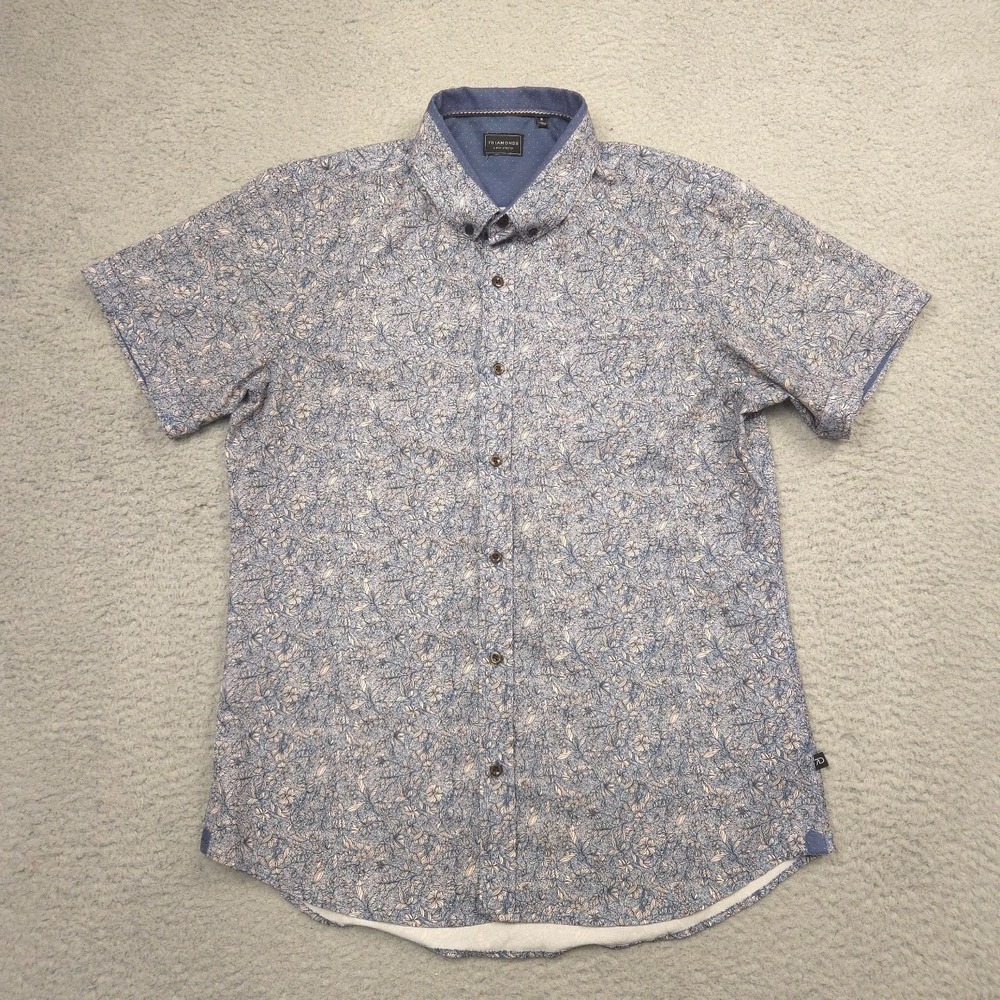7Diamonds Kingston Sunset Shirt Men M Floral 4 Way Stretch Button Up